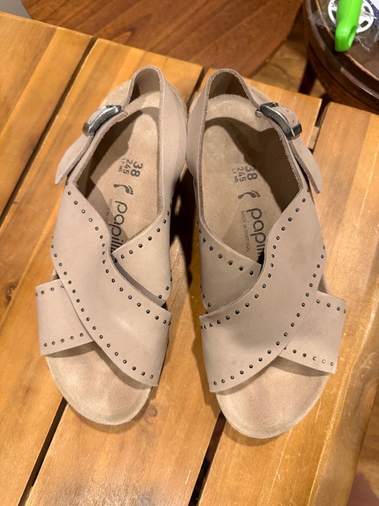 Papillio Shoes - Papillio Taupe Crisscross Studded Buckle Sandals